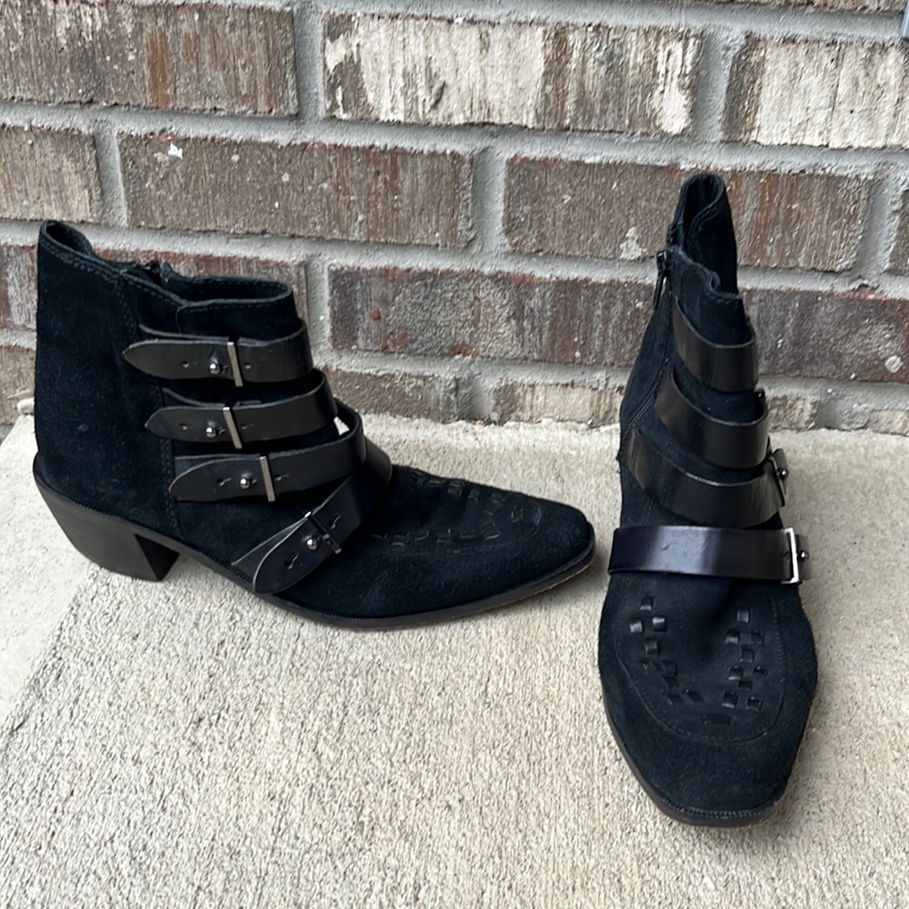 Free People Black Suede Leather Ranger Boots 40